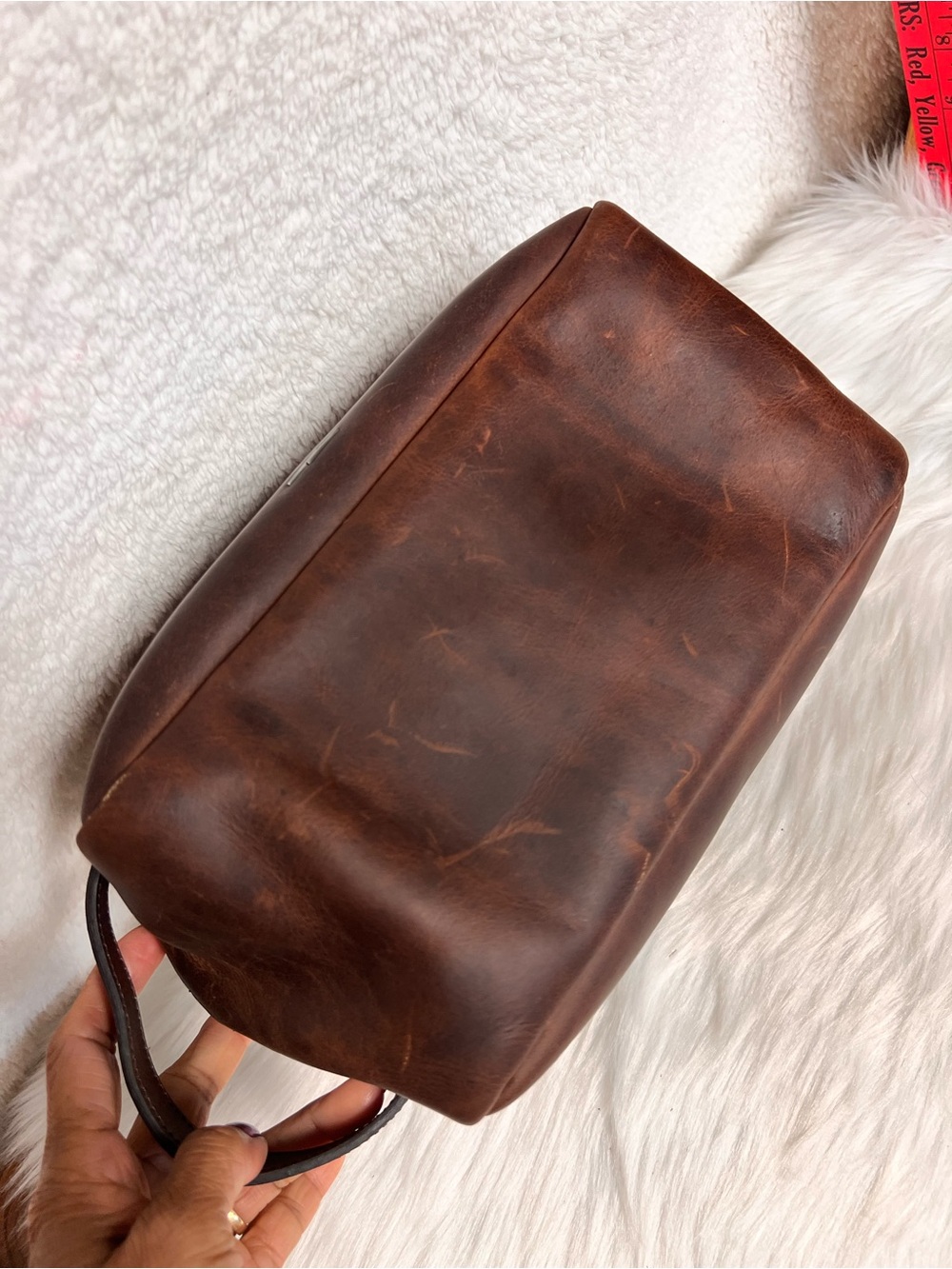 Shinola Brown Leather Travel Dopp Kit Toiletry Bag - Picture 3 of 8